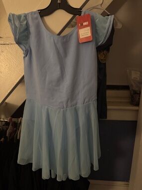 Light Blue Ballet Leotard Dress with Chiffon Skirt